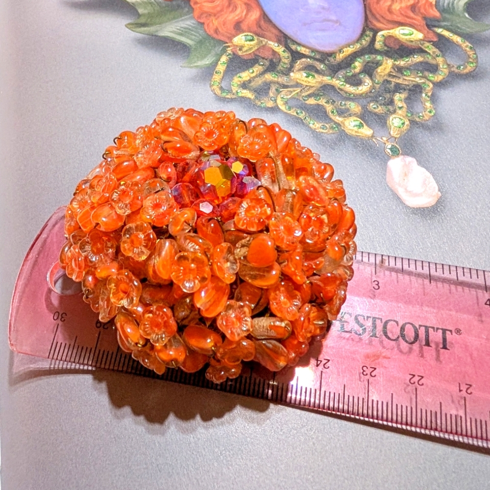 Vintage Huge Miriam Haskell Domed Glass Bead Brooch - Picture 7 of 8